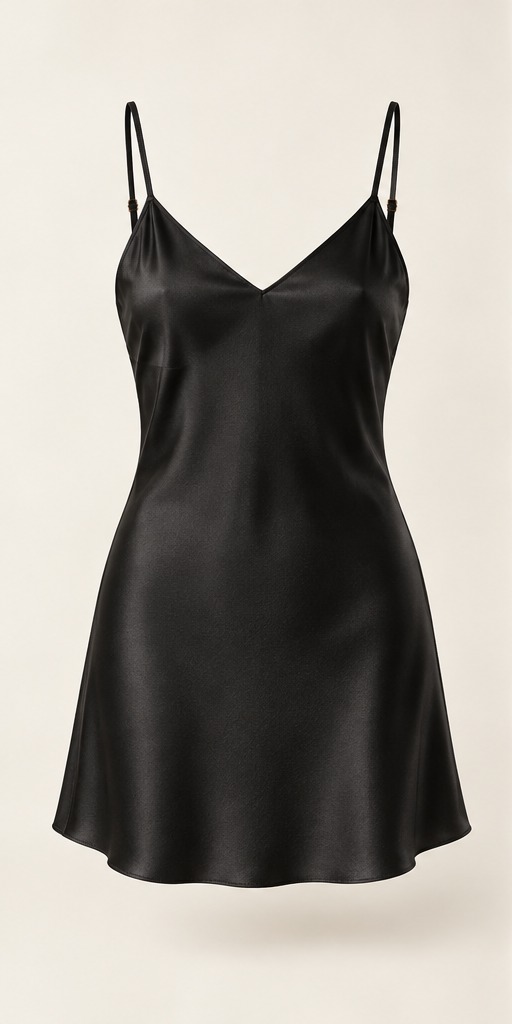Nocturne Silk Slip, Onyx Black, front view